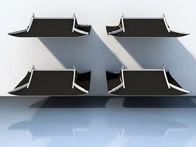 Modern Black Sofa Coffee Table Set With Metal Frame And Reflective Surface Design 3d model