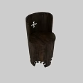 Vintage Wooden Single Chair With Rustic Carved Details And Hollow Patterns Design