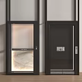 Modern Elevator Design With Glass Door Marble Panel And Black Frame 3d model