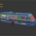Blue White Red Motorhome Exterior With Windows And Roof Equipment Design