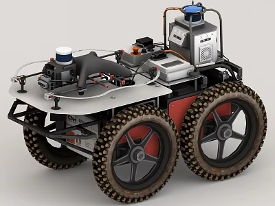 Utility Vehicle With Large Tracks And Wheels Carrying Mechanical Equipment 3d model