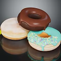 Assorted Donuts with Chocolate Blue and White Frosting and Colorful Sprinkles