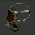 Safety Gas Mask With Brown Face Shield And Filter Canisters Adjustable Straps