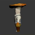 Cartoon Mushroom Character With Orange Cap White Shirt Gray Vest And Plaid Shorts