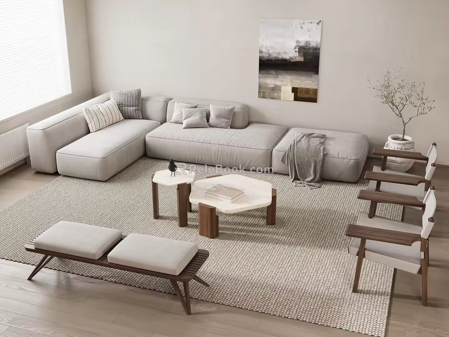 Sofa Coffee Table Combination Multi-person Corner Sofa Coffee Table Leisure Chair Side Table Corner Table 3d model
