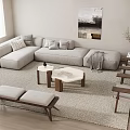Sofa Coffee Table Combination Multi-person Corner Sofa Coffee Table Leisure Chair Side Table Corner Table 3d model