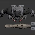 Armored Warrior Character With Biomechanical Creature Inspired Spiked Armor And Weapon