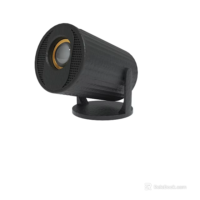 Black Outdoor Spotlight With Stable Base And Metal Construction Design 3d model 