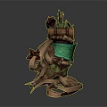 Game and Movie Fantasy Character Horned Horse Like Creature With Green Brown Plant Inspired Features