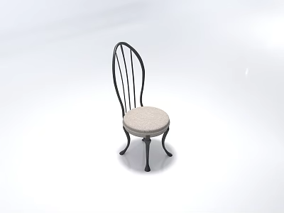 Simple Modern Single Chair With Curved Black Metal Backrest And Light Padded Seat 3d model