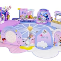 Children's Growth Ceremony Decorated With Circular Pink Purple Stage And Cartoon Elements