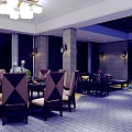Modern Restaurant Interior With Dining Tables Chairs Pendant Lights And Sofa Seating