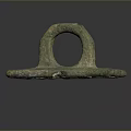 Ancient Bronze Sculpture With Circular Ring Design Rectangular Base And Patina Finish 3d model