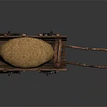 Rustic Vintage Wooden Cart Filled With Hay And Spoked Wheels On Dark Background