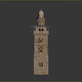 Brick Red Tower Featuring Multiple Levels Blue Roof Dome Top And Detailed Windows