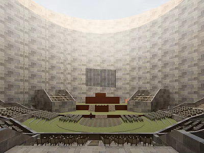 Circular Stone Wall Interior With Stepped Seating And Central Platform Area 3d model