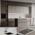 Elegant Modern Kitchen Interior Design With Light Gray Cabinets And Marble Countertop 3d model