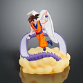 Anime Decorative Figurine With Orange Outfit White Wings Halo Yellow Cloud Base And Purple Dragon