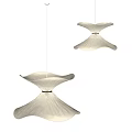 Two Modern White Petal Shaped Pendant Lights With Soft Glowing Design 3d model