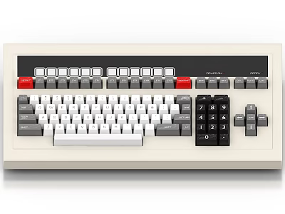 Vintage Computer Keyboard With Red Accent Keys And Numeric Keypad Design 3d model