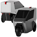 Modern Gray Utility Vehicle With Geometric Body Black Windows And Unique Wheels