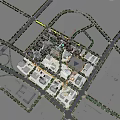 Aerial View of Modern Urban Planning Area With Buildings Green Spaces and Central Lake