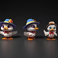 Cute Cartoon Duck Figurines With Different Hats Bow Ties And Colorful Details