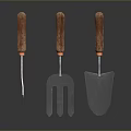 Essential 3 Piece Household Garden Tools With Wooden Handles And Metal Blades