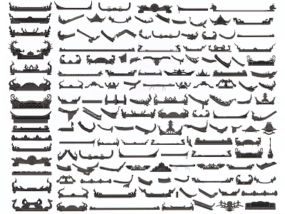 Various Styles Of Decorative Ornamental Components For Design And Decoration Projects 3d model