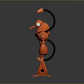 Red Mechanical Robot Design With Extended Arms Antennas And Jointed Legs