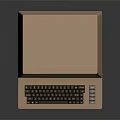 Brown Vintage Computer With Green Screen Displaying Code And Keyboard 3d model