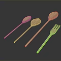 Wooden Kitchen Utensils with Spoons and Fork for Daily Household Use