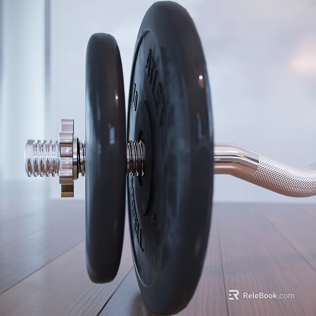 High Quality Durable Sports Equipment Dumbbell With Metal Bar And Black Weight Plates 3d model 