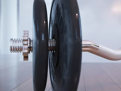 High Quality Durable Sports Equipment Dumbbell With Metal Bar And Black Weight Plates 3d model