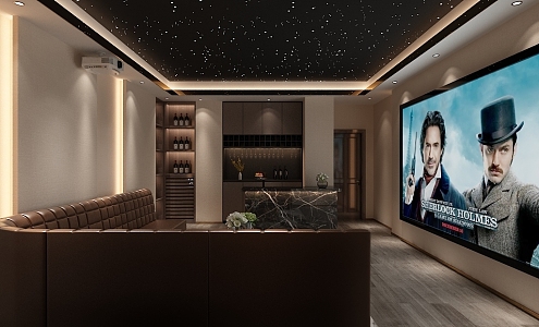 Modern Light Luxury Simple Video Room Home Theater Private Theater Function Sofa Curtain 3d model