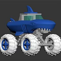 Playful Children's Blue Shark Shaped Toy Car With Big White Wheels