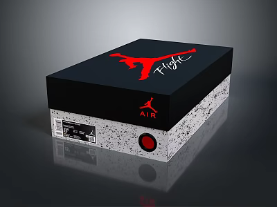 Black Household Item Box With Red Flight Logo AIR Lettering Gray Speckled Base Red Button 3d model