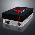 Black Household Item Box With Red Flight Logo AIR Lettering Gray Speckled Base Red Button