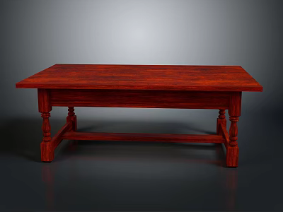 Classic Mahogany Solid Wood Table With Rectangular Top And Sturdy Legs 3d model