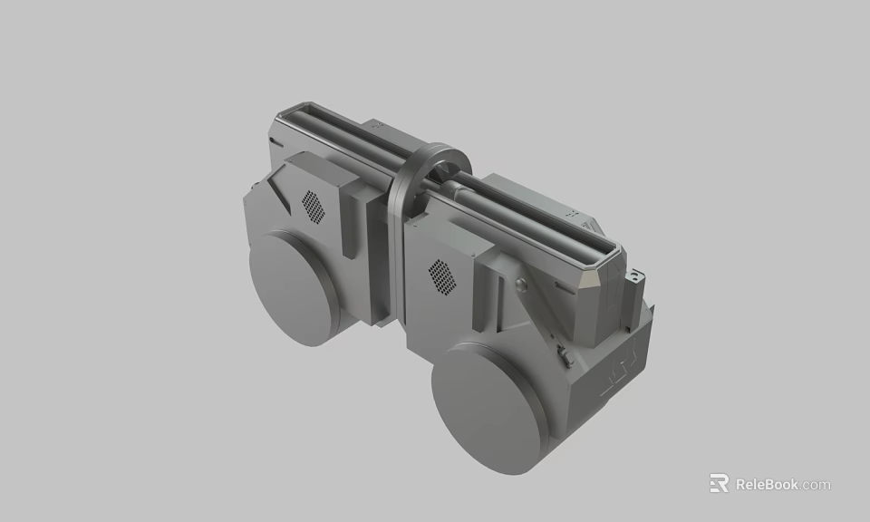 Gray Industrial Mechanical Component With Cylindrical Rollers And Metal Structure Features 3d model 