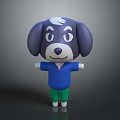 Cute Stuffed Dog Doll With Purple Head White Hair Blue Shirt And Green Pants