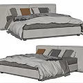 Modern Double Bed Interior Design With Upholstered Headboard Mattress Bedding And Pillows
