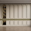 Modern Wardrobe With White Arched Doors Bottom Drawers And Built in Display Shelves