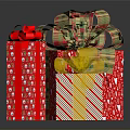 Colorful Gift Boxes With Festive Bows And Striped Plaid Snowflake Wrapping Papers