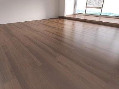 Natural Hardwood Flooring With Warm Tone Shiny Surface In Bright Room 3d model