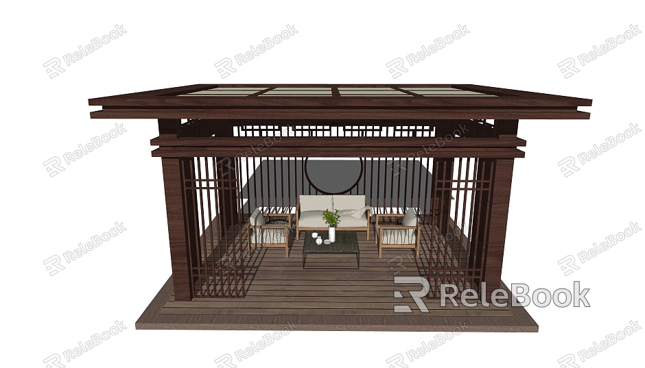 New Chinese Style Pavilion Outdoor Sofa Pavilion model