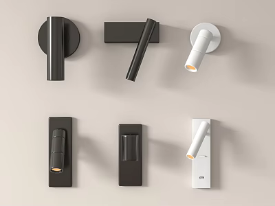 Modern Wall Lamps In Black And White With Various Minimalist Styles 3d model