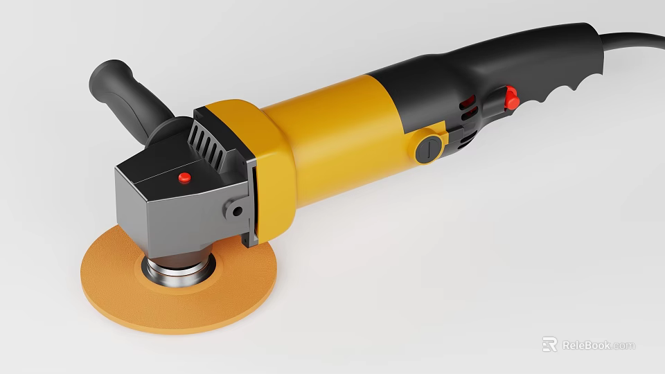 Electric Industrial Angle Grinder With Yellow Black Body And Grinding Wheel For Metalworking 3d model 