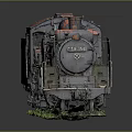 Vintage Steam Train Model With Black Body Red Roof On Green Grass Base