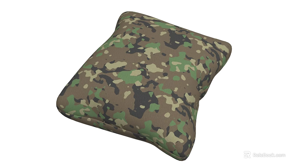 Camouflage Pattern Cushion with Green Brown Black Colors for Home Decor 3d model 